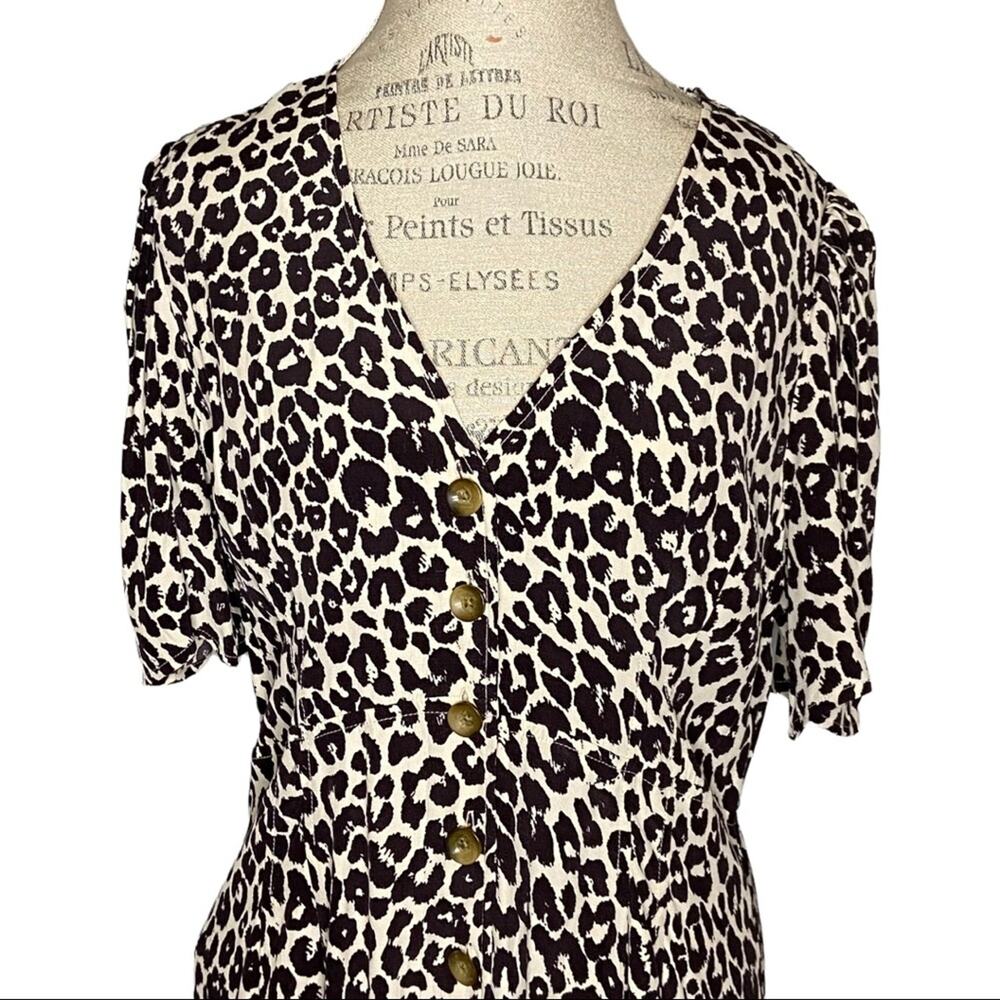 Something Navy Leopard Print Button Minidress Puf… - image 6